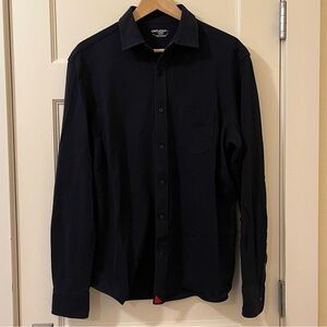 UNTUCKit • Long Sleeve Piqué Polo Button-Down Knit Shirt • Blue • Size L-Slim